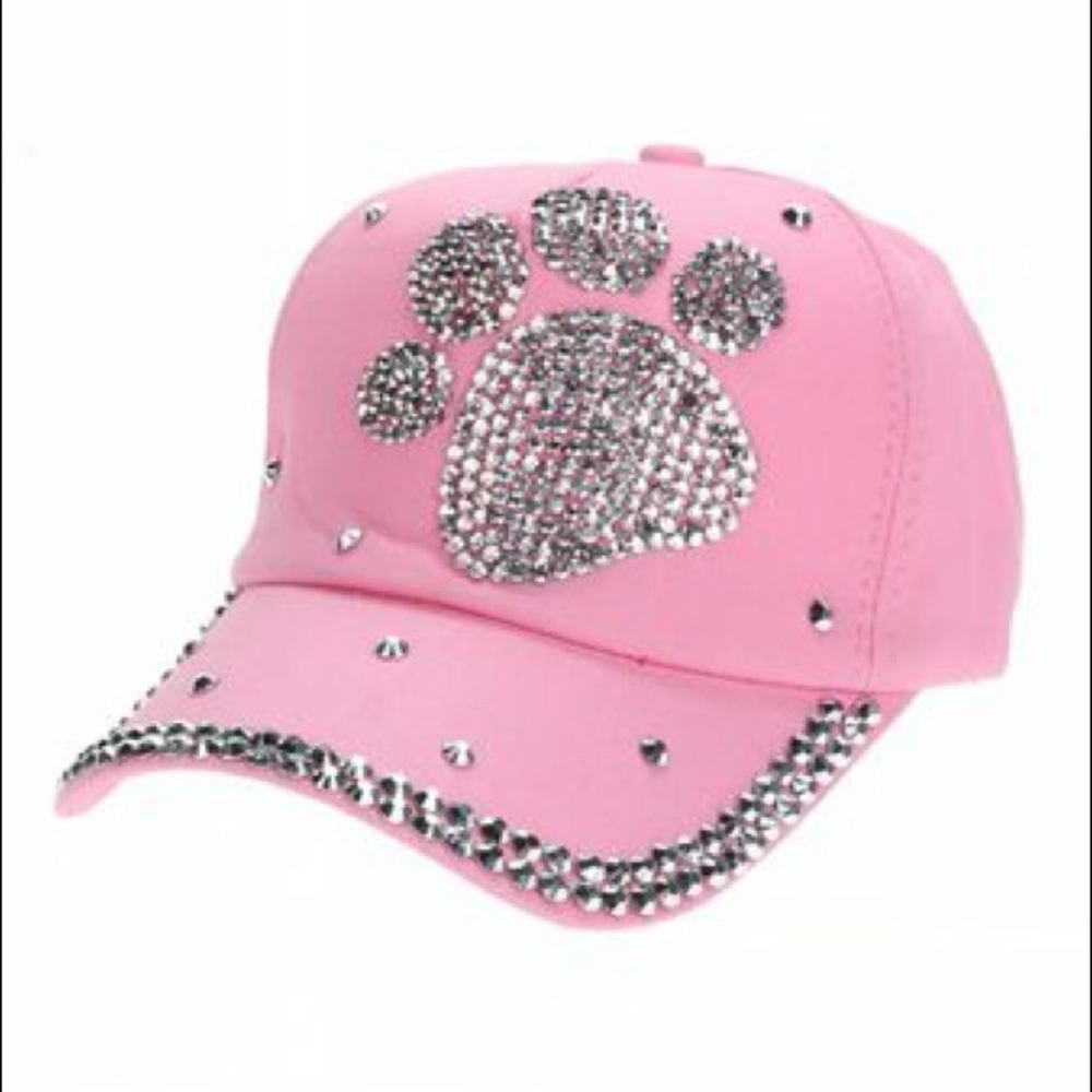 Rhinestone bling paw print hat/cap NWT